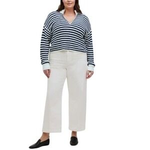 NWT Madewell The Emmett Wide-Leg Crop Jean: Welt Pocket Edition NO602 Tile White